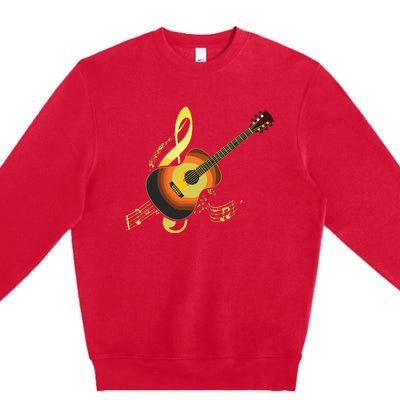 Vintage Guitar Gift For Men Women Music Band Guitarist Stuff Premium Crewneck Sweatshirt