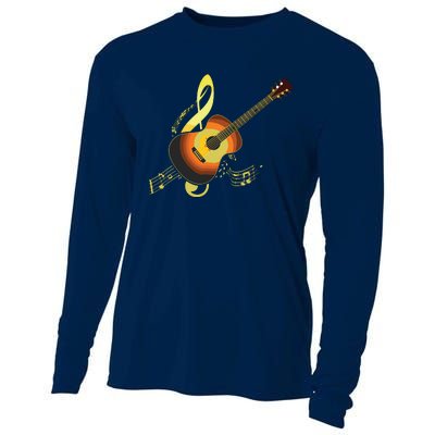 Vintage Guitar Gift For Men Women Music Band Guitarist Stuff Cooling Performance Long Sleeve Crew