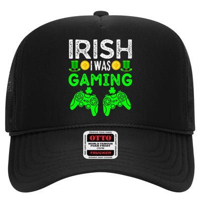 Video Game Gifts Irish I Was Gaming Shamrock St Patricks Day High Crown Mesh Back Trucker Hat