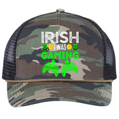 Video Game Gifts Irish I Was Gaming Shamrock St Patricks Day Retro Rope Trucker Hat Cap