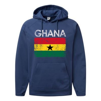 Vintage Ghana Ghanaian Flag Pride Gift Performance Fleece Hoodie