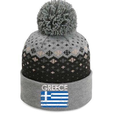 Vintage Greece Greek Flag Pride Gift The Baniff Cuffed Pom Beanie