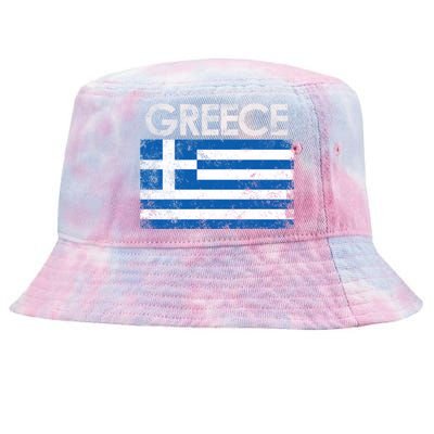 Vintage Greece Greek Flag Pride Gift Tie-Dyed Bucket Hat