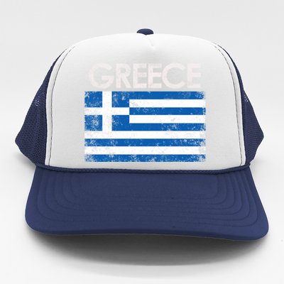 Vintage Greece Greek Flag Pride Gift Trucker Hat