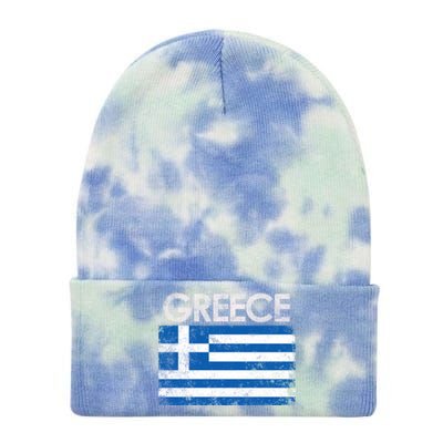 Vintage Greece Greek Flag Pride Gift Tie Dye 12in Knit Beanie