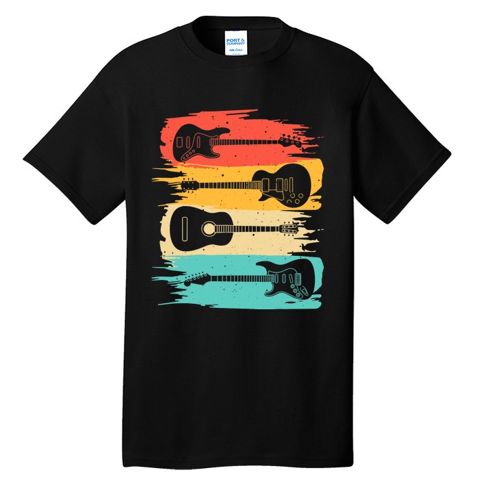 Vintage Guitar Gift For Music Band Guitarist Stuff Tall T-Shirt