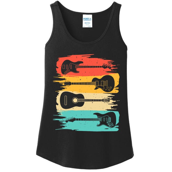 Vintage Guitar Gift For Music Band Guitarist Stuff Ladies Essential Tank