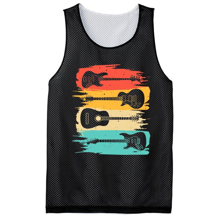 Vintage Guitar Gift For Music Band Guitarist Stuff Mesh Reversible Basketball Jersey Tank