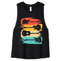 Vintage Guitar Gift For Music Band Guitarist Stuff Women's Racerback Cropped Tank