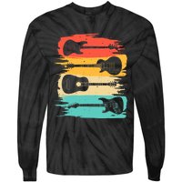 Vintage Guitar Gift For Music Band Guitarist Stuff Tie-Dye Long Sleeve Shirt