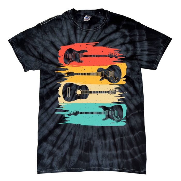 Vintage Guitar Gift For Music Band Guitarist Stuff Tie-Dye T-Shirt