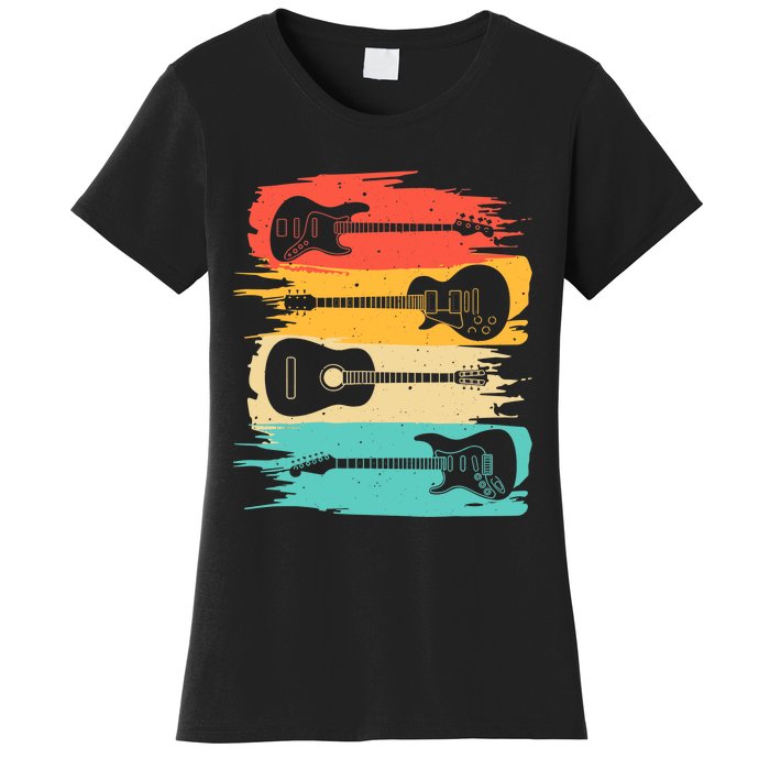 Vintage Guitar Gift For Music Band Guitarist Stuff Women's T-Shirt