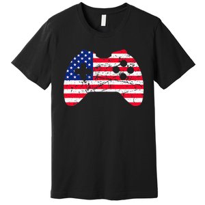 Video Game Gamer USA 4th of July Retro Premium T-Shirt