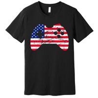 Video Game Gamer USA 4th of July Retro Premium T-Shirt