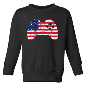 Video Game Gamer USA 4th of July Retro Toddler Sweatshirt