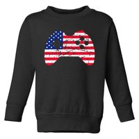 Video Game Gamer USA 4th of July Retro Toddler Sweatshirt