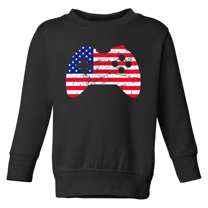 Video Game Gamer USA 4th of July Retro Toddler Sweatshirt