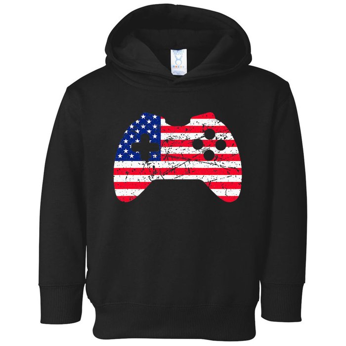 Video Game Gamer USA 4th of July Retro Toddler Hoodie