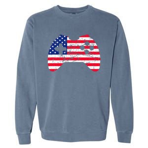 Video Game Gamer USA 4th of July Retro Garment-Dyed Sweatshirt