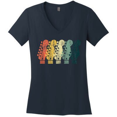 Vintage Guitar Gift For Men Women Music Band Guitarist Stuff Women's V-Neck T-Shirt