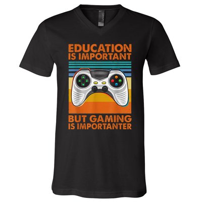 Vintage Gamer Gaming Gifts For Teenage Boys 8-12 Year Old V-Neck T-Shirt