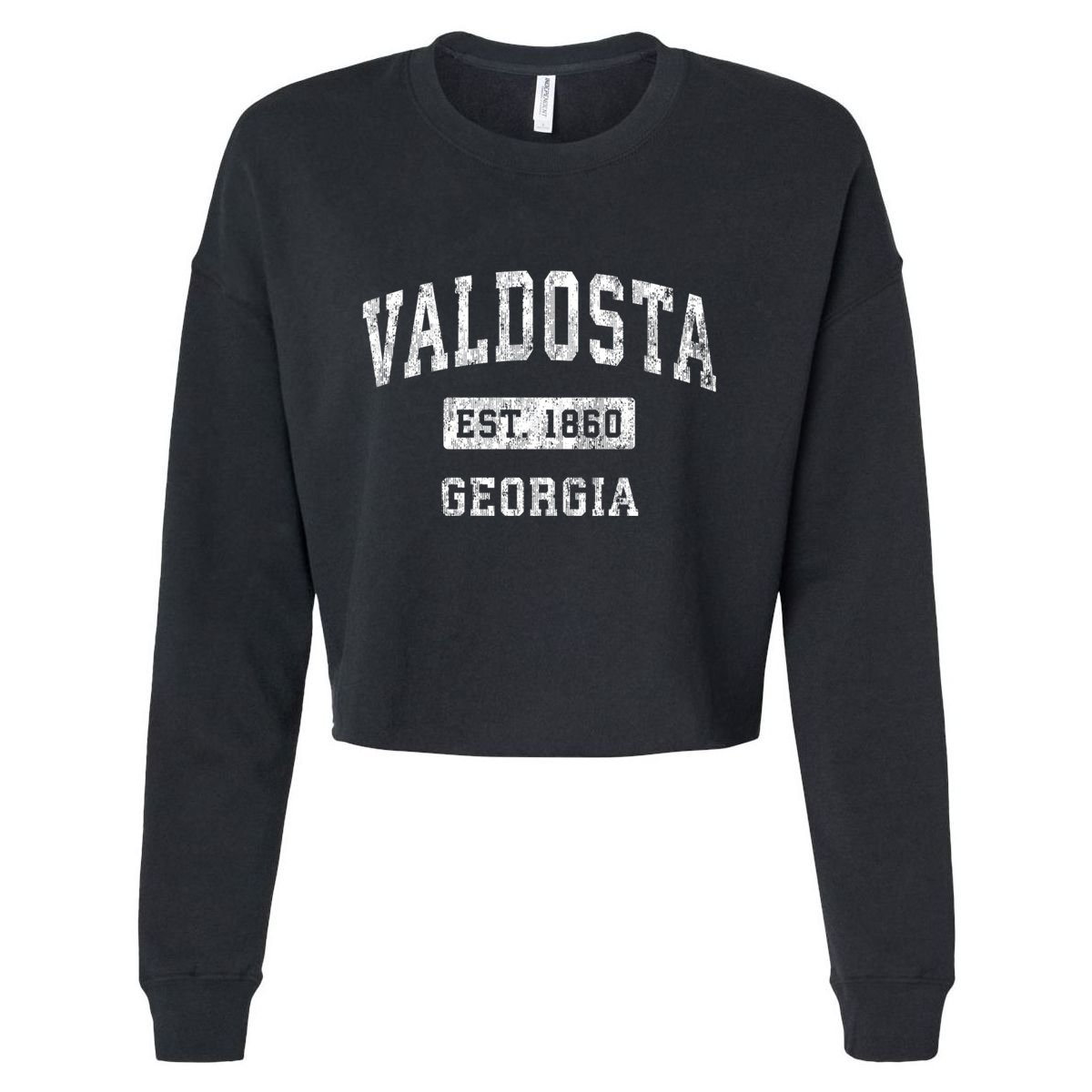 Valdosta Georgia Ga Vintage Established Sports Cropped Pullover Crew