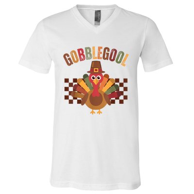 Vintage Gobble Gool Turkey Funny Thanksgiving Gobblegool V-Neck T-Shirt