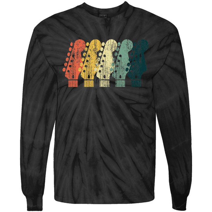 Vintage Guitar Gift For Music Band Guitarist Stuff Tie-Dye Long Sleeve Shirt