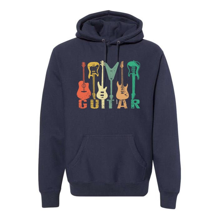 Vintage Guitar Gift For Music Band Guitarist Stuff Premium Hoodie