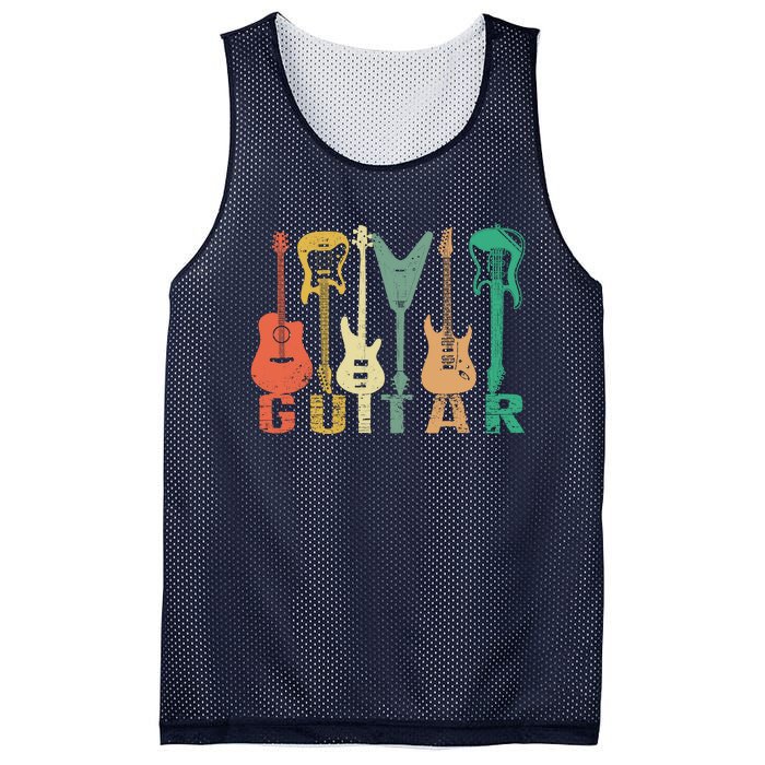 Vintage Guitar Gift For Music Band Guitarist Stuff Mesh Reversible Basketball Jersey Tank