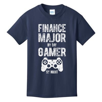 Video Gamer Gift Finance Major By Day Gamer By Night Kids T-Shirt