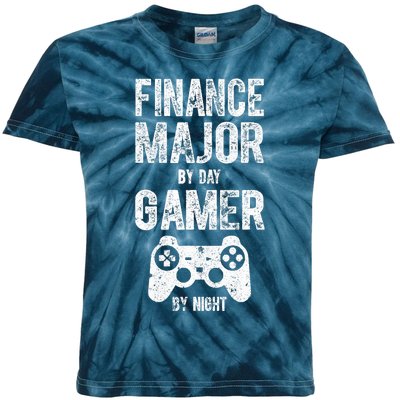 Video Gamer Gift Finance Major By Day Gamer By Night Kids Tie-Dye T-Shirt