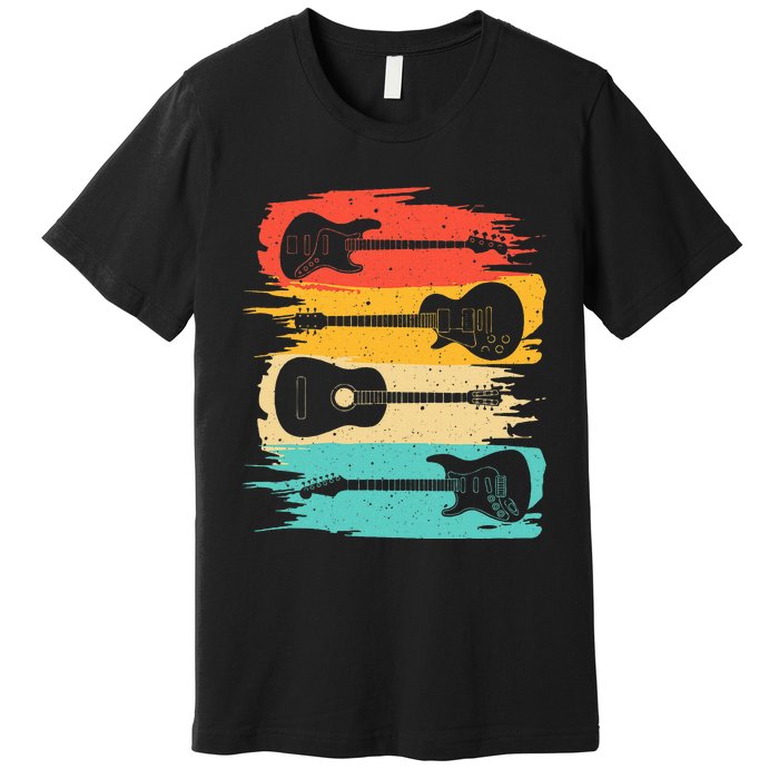 Vintage Guitar Gift For Music Band Guitarist Stuff Premium T-Shirt