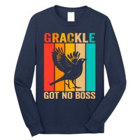 Vintage Grackle Got No Boss Funny Bird Lover  wo Long Sleeve Shirt