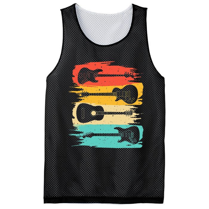 Vintage Guitar Gift For Men Women Music Band Guitarist Stuff Mesh Reversible Basketball Jersey Tank