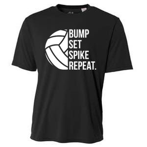 Volleyball Great Gift Hooded Funny Gift Bump Set Spike Repeat Cooling Performance Crew T-Shirt