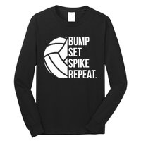 Volleyball Great Gift Hooded Funny Gift Bump Set Spike Repeat Long Sleeve Shirt