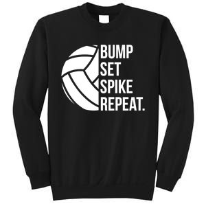 Volleyball Great Gift Hooded Funny Gift Bump Set Spike Repeat Sweatshirt