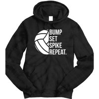 Volleyball Great Gift Hooded Funny Gift Bump Set Spike Repeat Tie Dye Hoodie