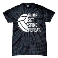 Volleyball Great Gift Hooded Funny Gift Bump Set Spike Repeat Tie-Dye T-Shirt