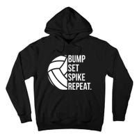 Volleyball Great Gift Hooded Funny Gift Bump Set Spike Repeat Tall Hoodie