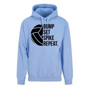 Volleyball Great Gift Hooded Funny Gift Bump Set Spike Repeat Unisex Surf Hoodie