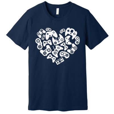 Video Gamer Heart Of Controllers Valentine's Day Premium T-Shirt