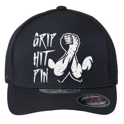 Vintage Grip Hit Pin Arm Wrestling Arm Wrestler Flexfit Unipanel Trucker Cap