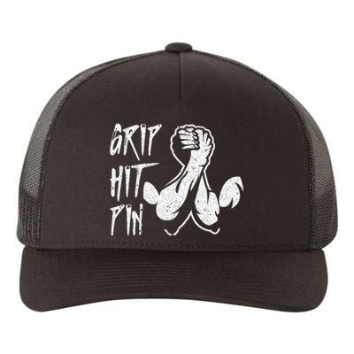 Vintage Grip Hit Pin Arm Wrestling Arm Wrestler Yupoong Adult 5-Panel Trucker Hat