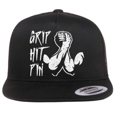 Vintage Grip Hit Pin Arm Wrestling Arm Wrestler Flat Bill Trucker Hat