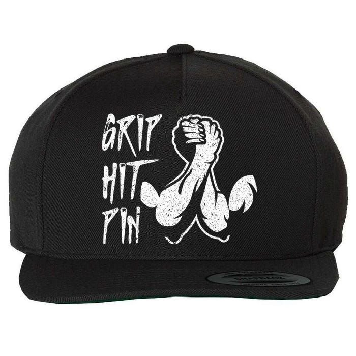 Vintage Grip Hit Pin Arm Wrestling Arm Wrestler Wool Snapback Cap