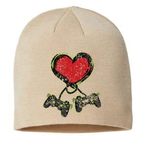 Video Game Heart Controller Valentine's Days Sustainable Beanie