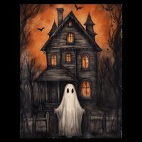 Vintage Ghost Haunted House Halloween Spooky Bucket Hat