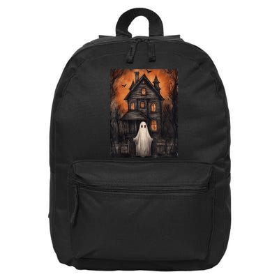 Vintage Ghost Haunted House Halloween Spooky 16 in Basic Backpack